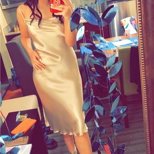 Bebe Champagne Silky Dress